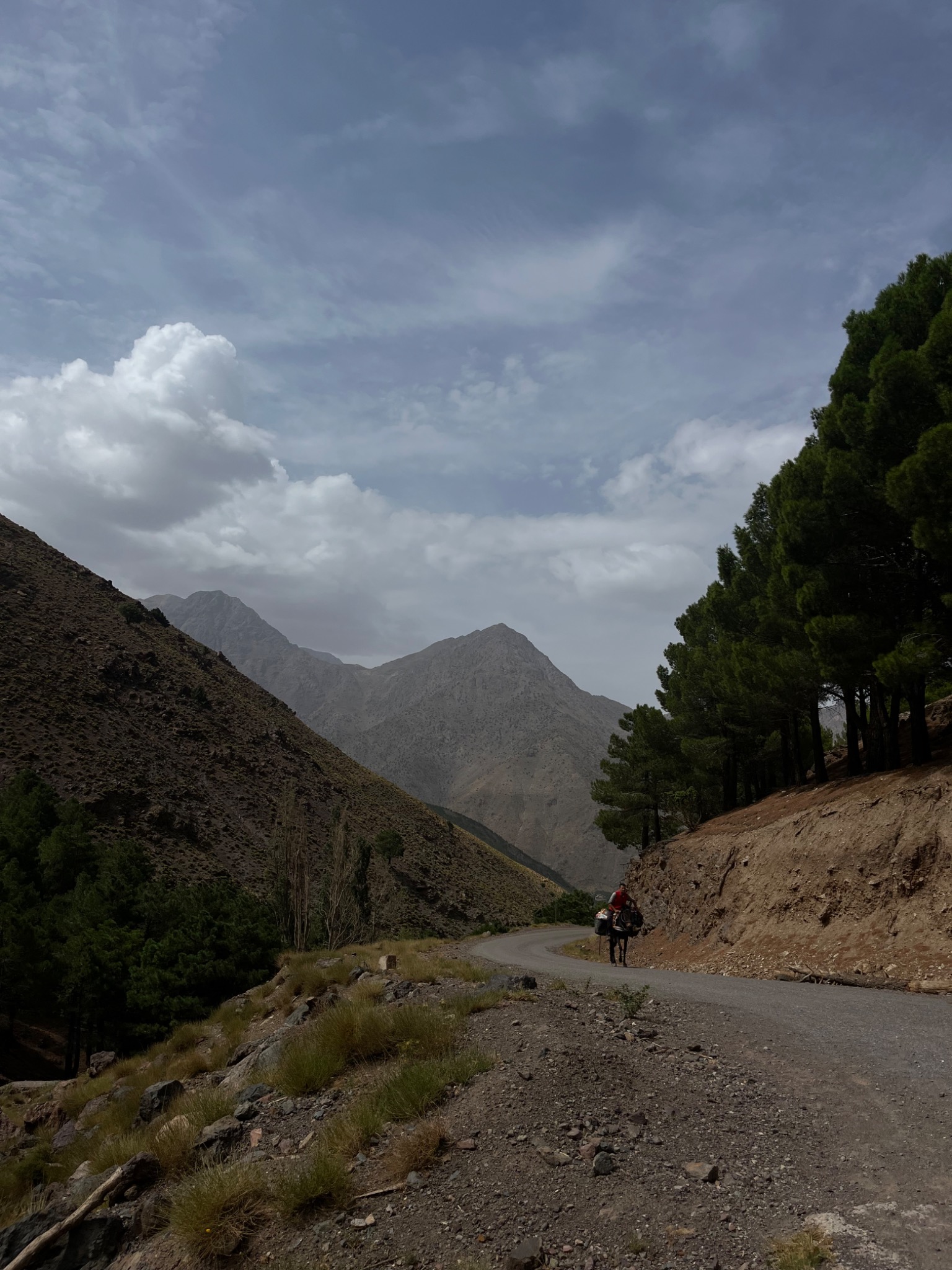 A winding road through an arid mountain landscape