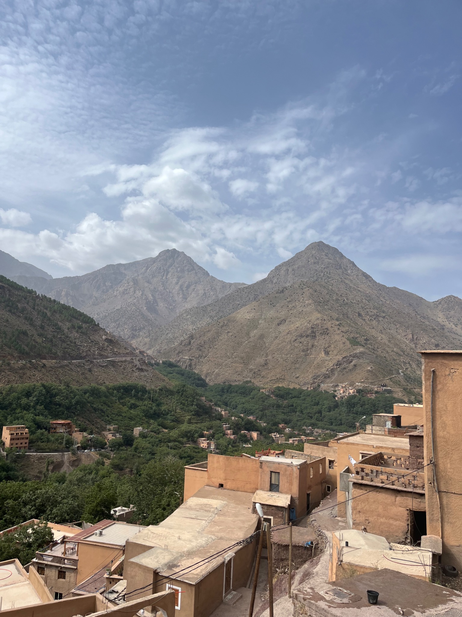 A mountain village with earth-coloured houses
